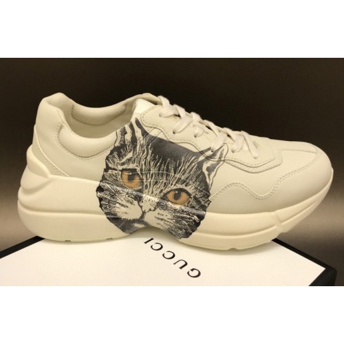 Women and Men Gucci Rhyton sneaker with Mystic Cat in White Leather Women and Men Gucci Rhyton sneaker with Mystic Cat in White Leather