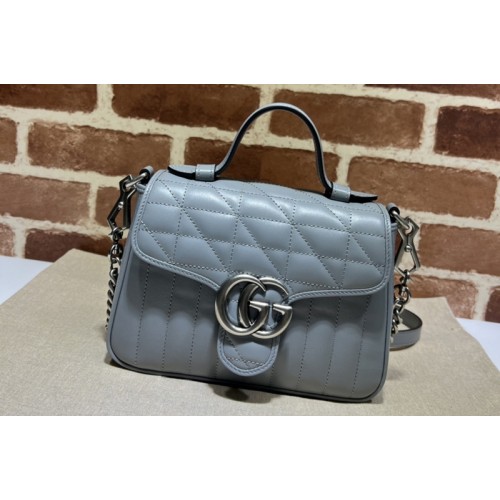 Gucci Marmont mini top handle bag in Grey matelasse leather Gucci Marmont mini top handle bag in Grey matelasse leather