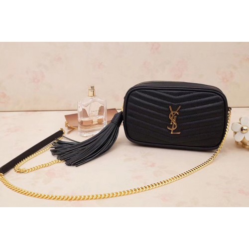 YSL Lou Mini Camera Bag in Black Matelasse Leather YSL Lou Mini Camera Bag in Black Matelasse Leather