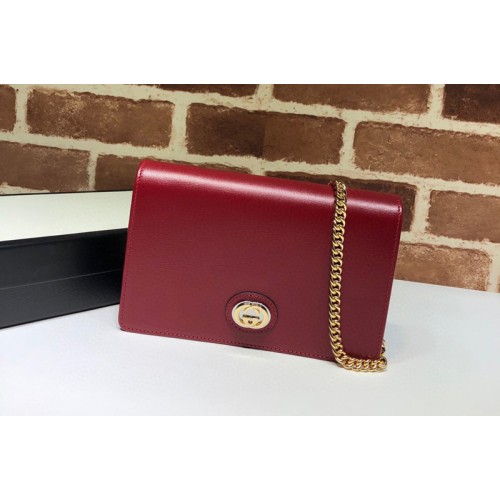 Gucci Leather chain card case wallet in Red textured leather Gucci Leather chain card case wallet in Red textured leather