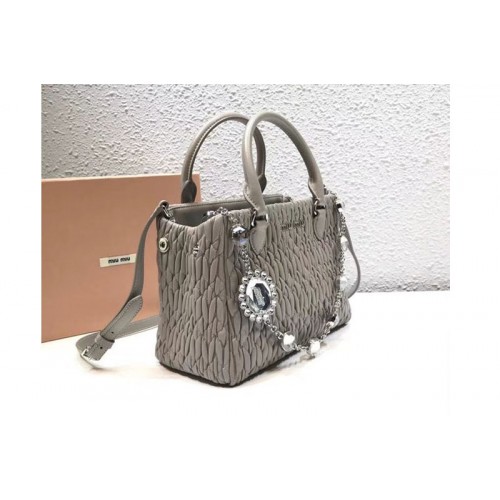 Miu Miu Cloquet Nappa Leather Tote Bag 5BA067 Gray Miu Miu Cloquet Nappa Leather Tote Bag 5BA067 Gray
