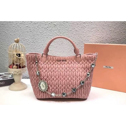 Miu Miu Cloque Matelasse Nappa Leather Tote Bag 5BE896 Light Pink Miu Miu Cloque Matelasse Nappa Leather Tote Bag 5BE896 Light Pink