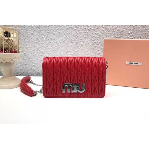Miu Miu Matelasse Nappa Leather Tote Bag 5BF069 Red Miu Miu Matelasse Nappa Leather Tote Bag 5BF069 Red