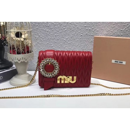 Miu Miu Matelasse Nappa Leather Tote Bag 5BF068 Red Miu Miu Matelasse Nappa Leather Tote Bag 5BF068 Red