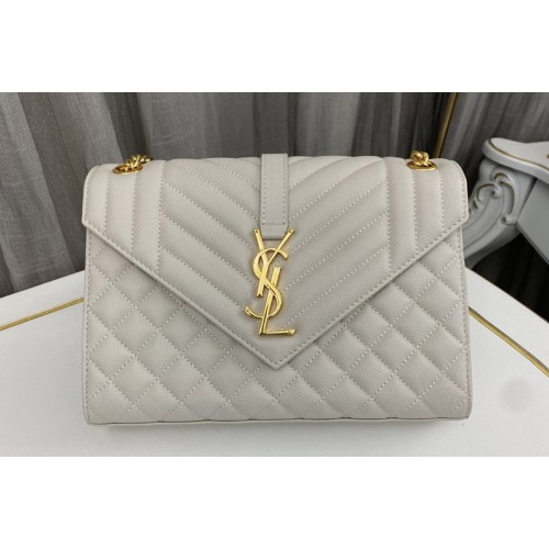 YSL ENVELOPE MEDIUM BAG IN White MIX MATELASSe GRAIN DE POUDRE EMBOSSED LEATHER YSL ENVELOPE MEDIUM BAG IN White MIX MATELASSe GRAIN DE POUDRE EMBOSSED LEATHER