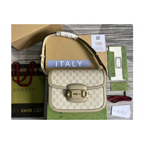 Gucci Horsebit 1955 small bag in Beige and white Supreme canvas Gucci Horsebit 1955 small bag in Beige and white Supreme canvas