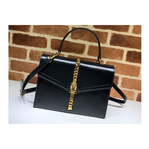 Gucci Sylvie 1969 small top handle bag in Black textured leather Gucci Sylvie 1969 small top handle bag in Black textured leather
