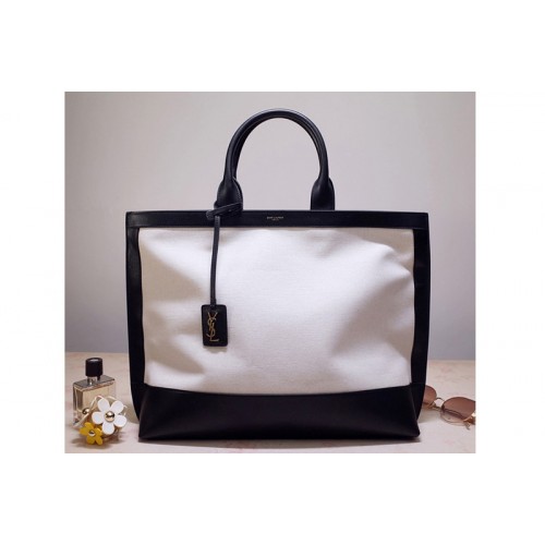 YSL SHOPPING TAG TOTE BAG IN CANVAS AND LEATHER YSL SHOPPING TAG TOTE BAG IN CANVAS AND LEATHER