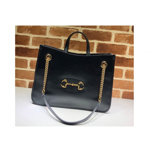 Gucci 1955 Horsebit medium tote bag in Black shiny leather Gucci 1955 Horsebit medium tote bag in Black shiny leather