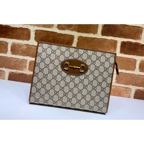 Gucci 1955 Horsebit pouch in Beige ebony Supreme canvas Gucci 1955 Horsebit pouch in Beige ebony Supreme canvas