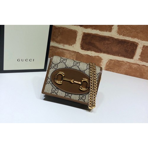 Gucci 1955 Horsebit wallet with chain Supreme Canvas With Brown Leather Gucci 1955 Horsebit wallet with chain Supreme Canvas With Brown Leather