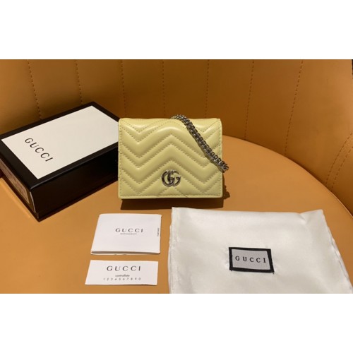 Gucci Marmont card case wallet in Yellow matelasse chevron leather with GG Gucci Marmont card case wallet in Yellow matelasse chevron leather with GG