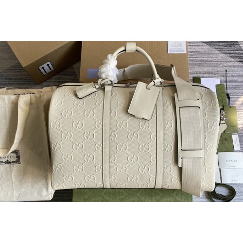 Gucci embossed duffle bag in White embossed leather Gucci embossed duffle bag in White embossed leather