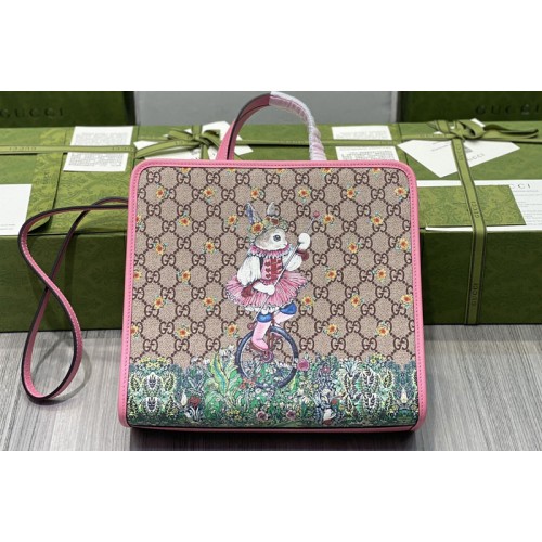 Gucci Childrens Yuko Higuchi tote bag in Beige and ebony Supreme canvas with rabbit print Gucci Childrens Yuko Higuchi tote bag in Beige and ebony Supreme canvas with rabbit print
