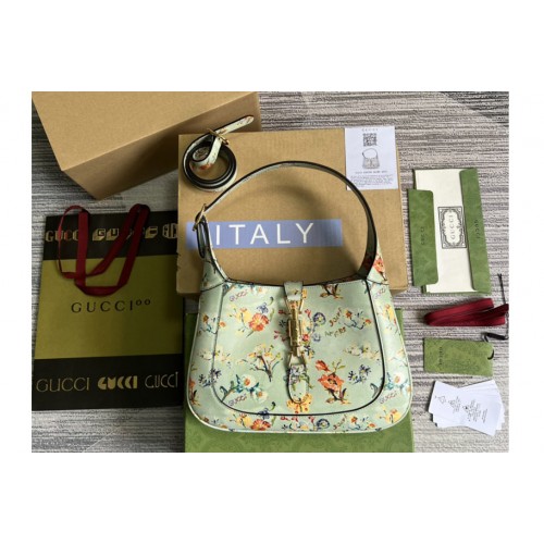Gucci Jackie 1961 small shoulder bag in flower print off-white leather Gucci Jackie 1961 small shoulder bag in flower print off-white leather