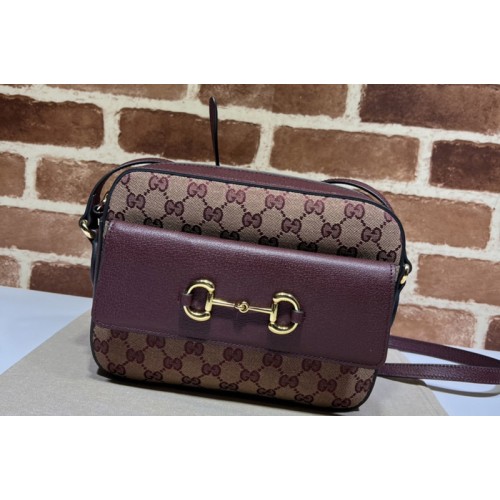 Gucci Horsebit 1955 small bag in Beige and burgundy Original canvas Gucci Horsebit 1955 small bag in Beige and burgundy Original canvas