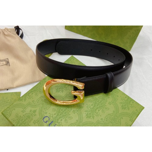 Men Gucci 40mm Belt with G buckle in Black leather With Gold Buckle Men Gucci 40mm Belt with G buckle in Black leather With Gold Buckle
