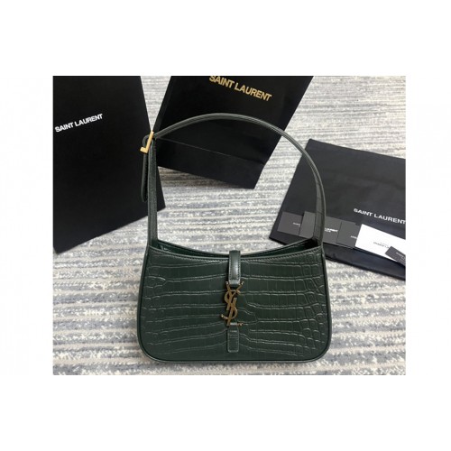 YSL LE 5 À 7 HOBO BAG IN Green CROCODILE-EMBOSSED SHINY LEATHER YSL LE 5 À 7 HOBO BAG IN Green CROCODILE-EMBOSSED SHINY LEATHER