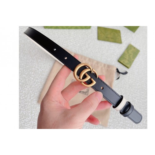 Gucci Marmont 20mm reversible belt in Black White Leather Gold Buckle Gucci Marmont 20mm reversible belt in Black White Leather Gold Buckle