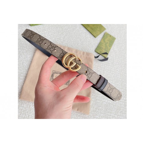 Gucci Marmont 20mm reversible belt in Supreme canvas Black Leather Gold Buckle Gucci Marmont 20mm reversible belt in Supreme canvas Black Leather Gold Buckle