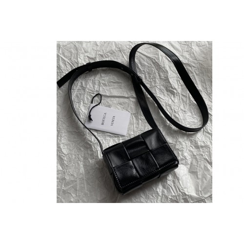 Bottega Veneta Cassette mini bag in Black Intreccio leather Bottega Veneta Cassette mini bag in Black Intreccio leather