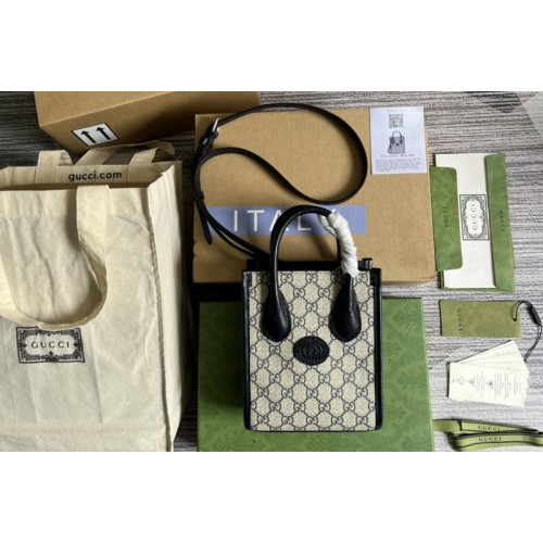 Gucci Mini tote bag with Interlocking G in Beige and blue Supreme canvas Gucci Mini tote bag with Interlocking G in Beige and blue Supreme canvas