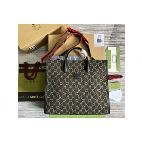 Gucci Medium tote Bag with Interlocking G in Black and ivory denim jacquard Gucci Medium tote Bag with Interlocking G in Black and ivory denim jacquard