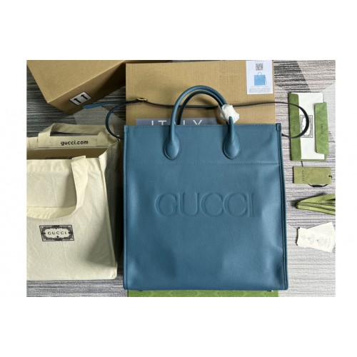 Gucci Large tote Bag with Gucci logo in Blue leather Gucci Large tote Bag with Gucci logo in Blue leather