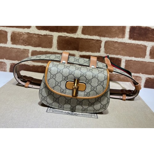 Gucci Bamboo 1947 mini belt bag in Beige and ebony Supreme canvas Gucci Bamboo 1947 mini belt bag in Beige and ebony Supreme canvas