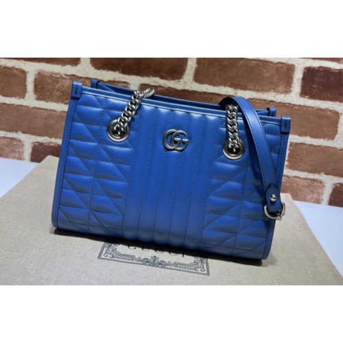 Gucci Marmont Small Tote bag in Blue matelasse leather Gucci Marmont Small Tote bag in Blue matelasse leather