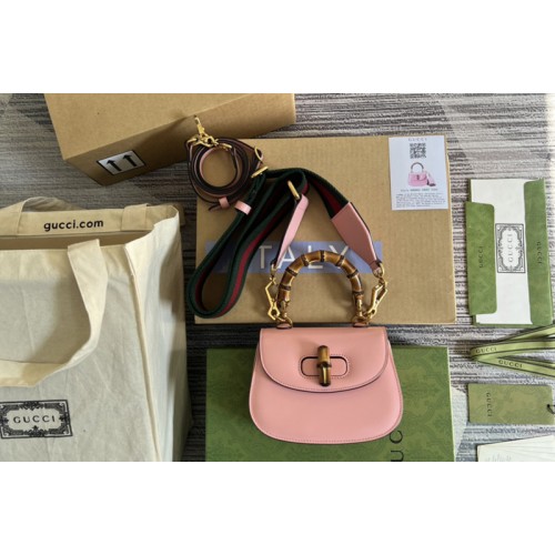 Gucci Mini top handle bag with Bamboo in Pink leather Gucci Mini top handle bag with Bamboo in Pink leather