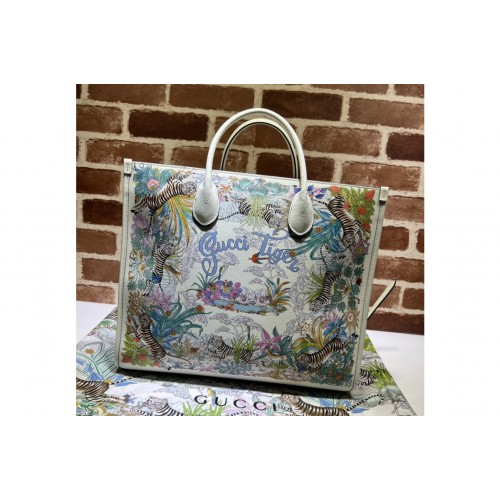 Gucci Tiger medium tote bag in White Leather Gucci Tiger medium tote bag in White Leather