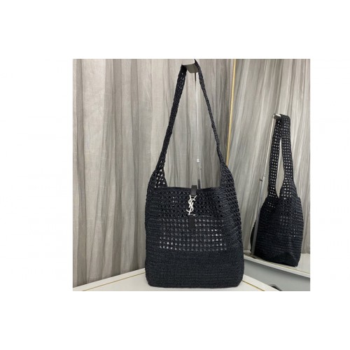 YSL LE 5 A 7 Hobo bag IN Black RAFFIA CROCHET AND SMOOTH LEATHER YSL LE 5 A 7 Hobo bag IN Black RAFFIA CROCHET AND SMOOTH LEATHER