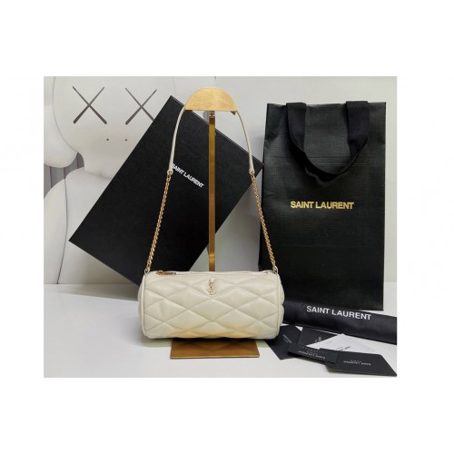 YSL Sade Mini Tube Bag in White Quilted Lambskin YSL Sade Mini Tube Bag in White Quilted Lambskin
