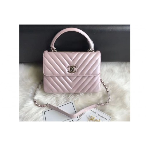 Chanel original lambskin top handle flap bags 92236V Pink Silver Chain Chanel original lambskin top handle flap bags 92236V Pink Silver Chain