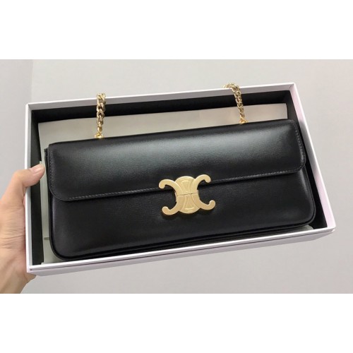 Celine CHAIN BAG TRIOMPHE IN BLACK SHINY CALFSKIN Celine CHAIN BAG TRIOMPHE IN BLACK SHINY CALFSKIN