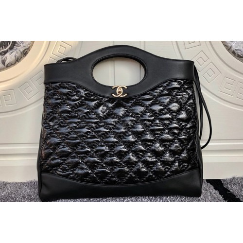 Chanel 31 Shopping Bags Black Shiny Crumpled Calfskin Leather Chanel 31 Shopping Bags Black Shiny Crumpled Calfskin Leather