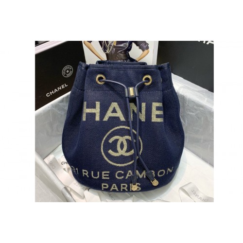Chanel AS1045 31 rue Cambon Drawstring bag in Blue Mixed Fibers Chanel AS1045 31 rue Cambon Drawstring bag in Blue Mixed Fibers