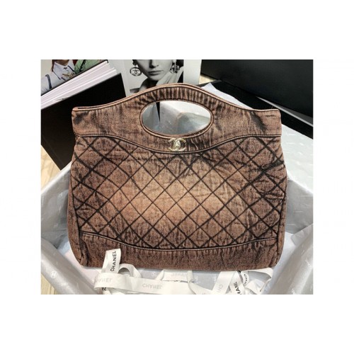 Chanel AS1408 31 large shopping bag in Brown Denim and Silver-Tone Metal Chanel AS1408 31 large shopping bag in Brown Denim and Silver-Tone Metal