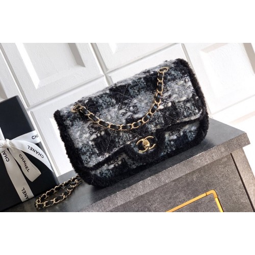 Chanel AS5686 Large Flap Bag in Black & Gray Tweed Chanel AS5686 Large Flap Bag in Black & Gray Tweed