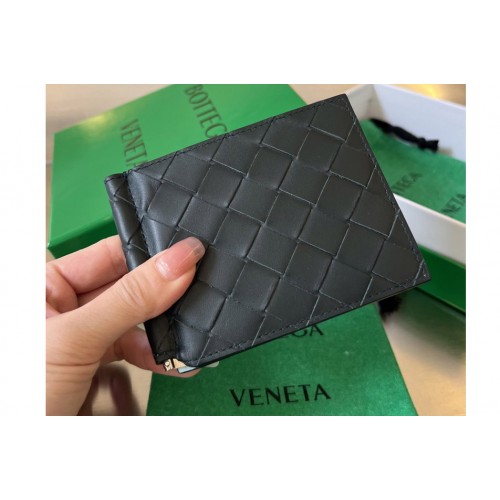 Bottega Veneta Intrecciato Bill Clip Wallet in Dark Green Leather Bottega Veneta Intrecciato Bill Clip Wallet in Dark Green Leather