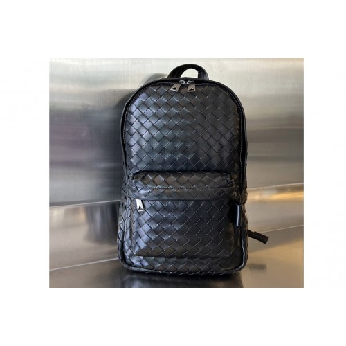 Bottega Veneta Small Intrecciato Backpack In Black Leather Bottega Veneta Small Intrecciato Backpack In Black Leather