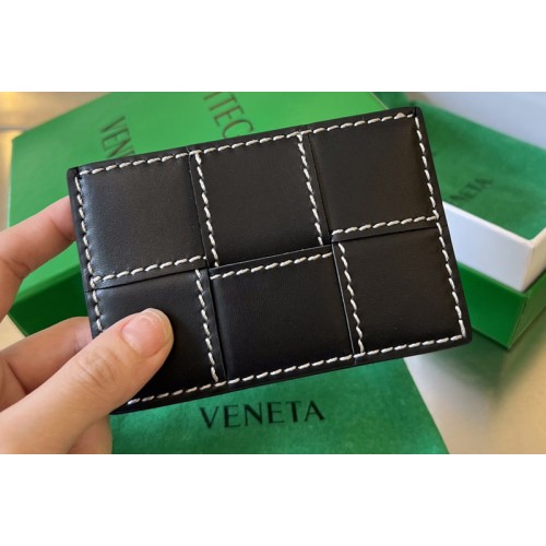 Bottega Veneta Cassette Credit Card Case in Black-Natural Leather Bottega Veneta Cassette Credit Card Case in Black-Natural Leather