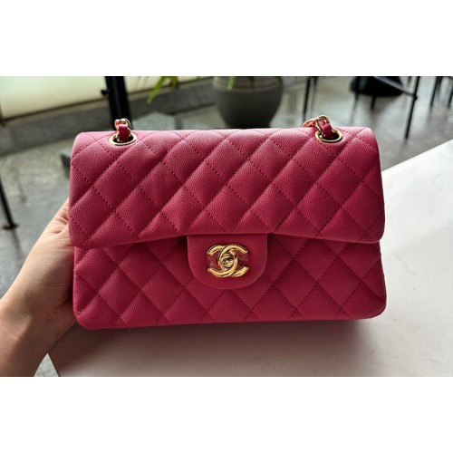 Chanel A01113 Small Classic Handbag in Red Grained Calfskin Chanel A01113 Small Classic Handbag in Red Grained Calfskin
