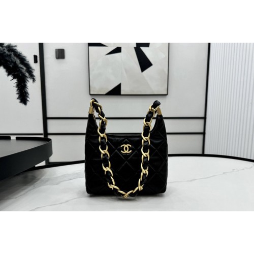 Chanel AS4922 Small Hobo Bag in Black Shiny Lambskin Chanel AS4922 Small Hobo Bag in Black Shiny Lambskin