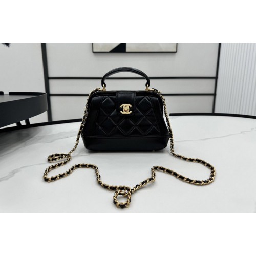 Chanel AS4958 Mini Bag With Top Handle In Black Shiny Lambskin Chanel AS4958 Mini Bag With Top Handle In Black Shiny Lambskin