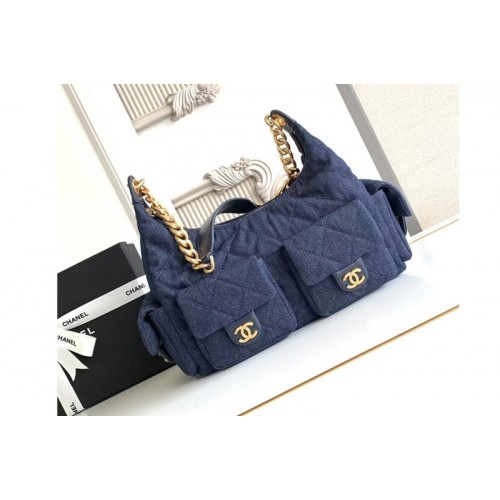 Chanel AS5302 Maxi Hobo Bag in Blue Denim Chanel AS5302 Maxi Hobo Bag in Blue Denim