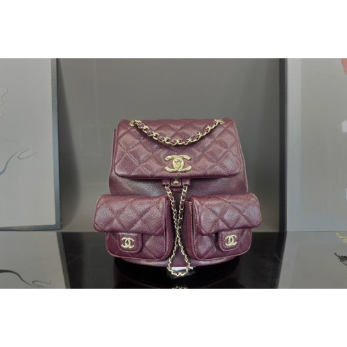 Chanel AS3860 Backpack in Burgundy Grained Calfskin Chanel AS3860 Backpack in Burgundy Grained Calfskin