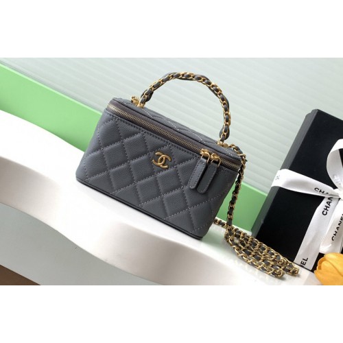 Chanel AP4842 Long Vanity With Chain in Gray Leather Chanel AP4842 Long Vanity With Chain in Gray Leather