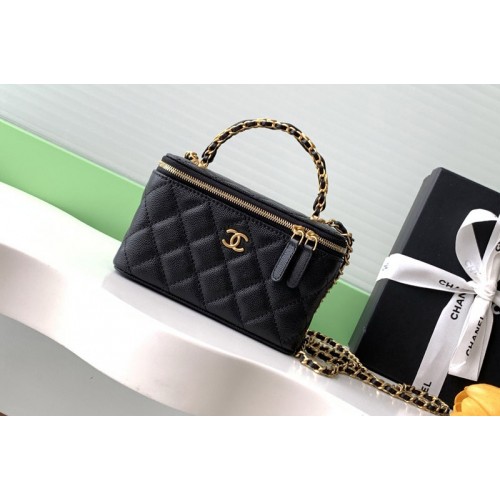 Chanel AP4842 Long Vanity With Chain in Black Leather Chanel AP4842 Long Vanity With Chain in Black Leather